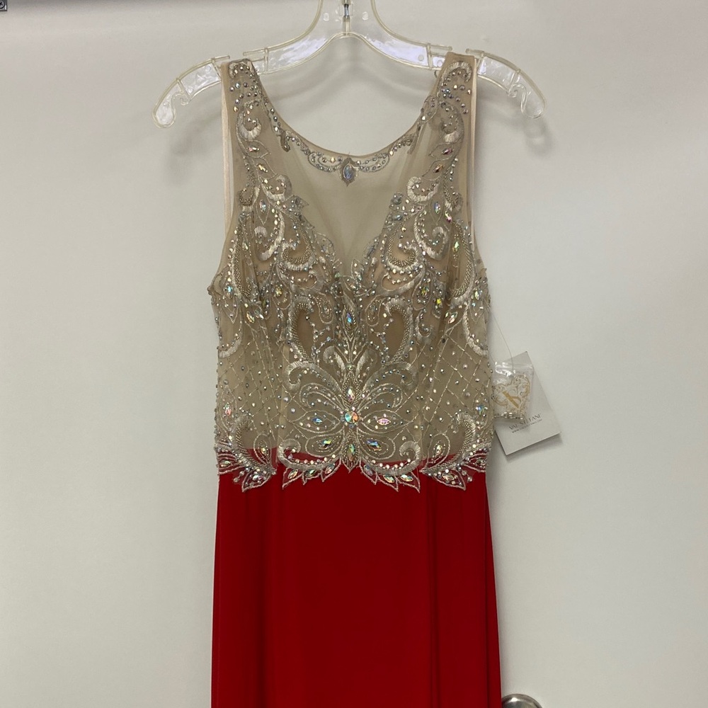 Elegant Red Embellished Evening Gown